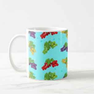 Colourful Grape Pattern on Sky Blue Background Coffee Mug