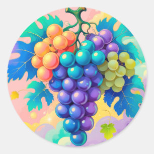 Colourful grapes for Summer Classic Round Sticker