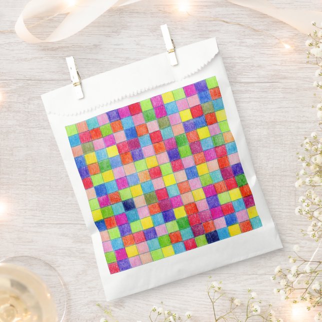 Colourful Graph Paper Squares Geometric Pattern Favour Bags (Clipped)