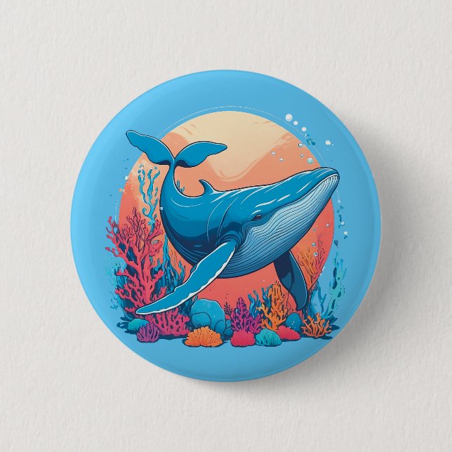 Colourful Graphic Design Of A Whale 6 Cm Round Badge (Front)