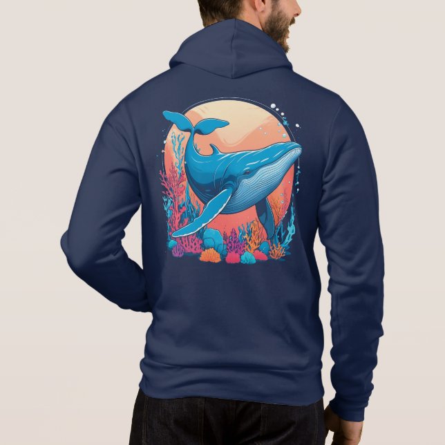 Colourful Graphic Design Of A Whale Hoodie (Back)