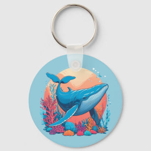 Colourful Graphic Design Of A Whale Key Ring