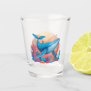 Colourful Graphic Design Of A Whale Shot Glass