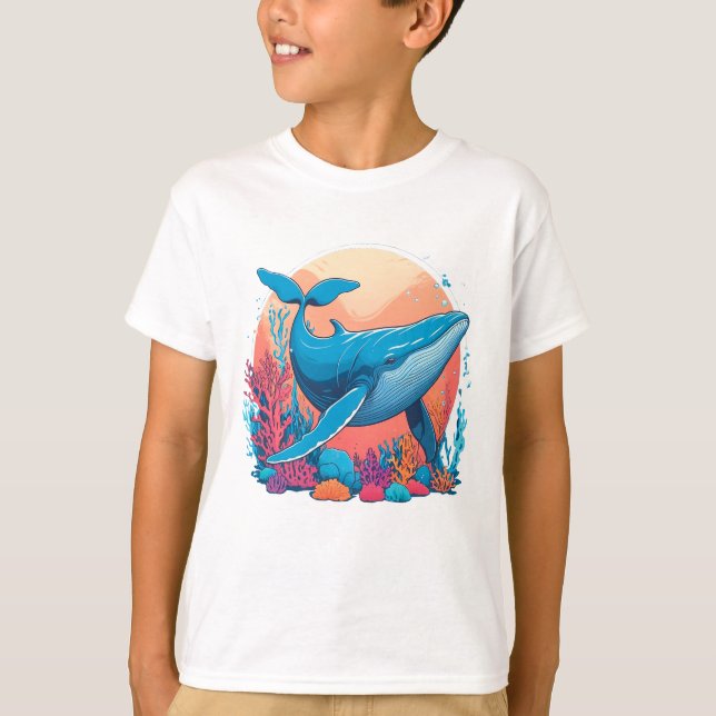 Colourful Graphic Design Of A Whale T-Shirt (Front)