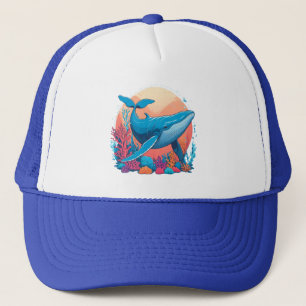 Colourful Graphic Design Of A Whale Trucker Hat