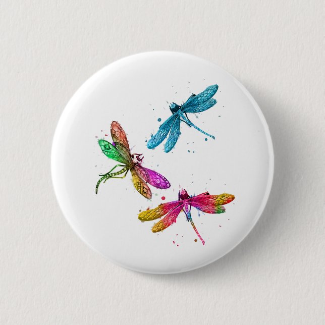 Colourful Graphic Pattern Dragonfly Funny Flying 6 Cm Round Badge (Front)