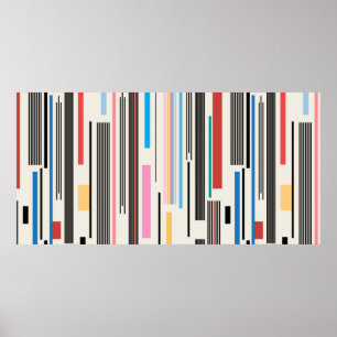 colourful graphic pattern of various stripes  poster
