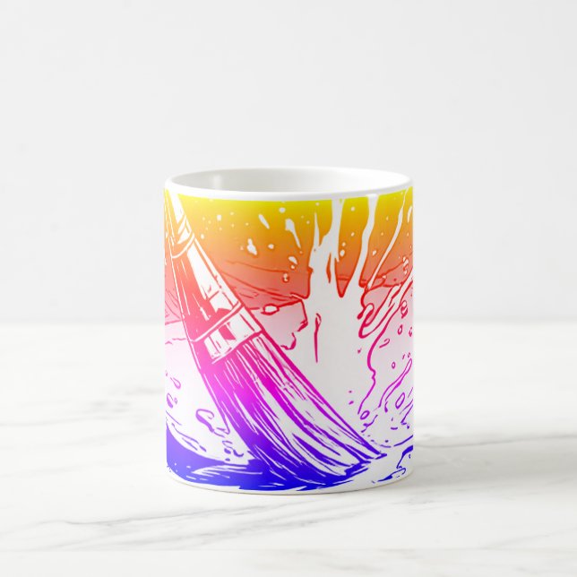 Colourful Graphic Style Brush Paint Splotch Coffee Mug (Center)