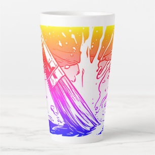 Colourful Graphic Style Brush Paint Splotch Latte Mug