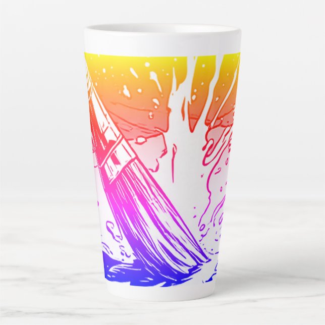 Colourful Graphic Style Brush Paint Splotch Latte Mug (Front)