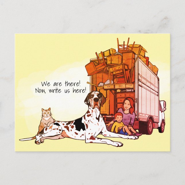 Colourful Grea Dane Cat We Moved New Home Moving Postcard (Front)