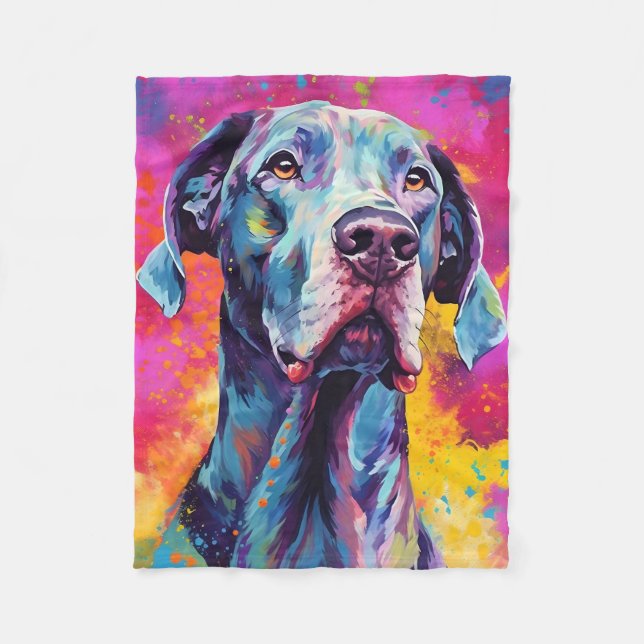 Colourful Great Dane Fleece Blanket (Front)