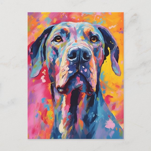Colourful Great Dane Postcard (Front)