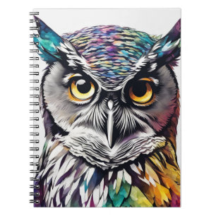 Colourful Great Horned Owl Notebook