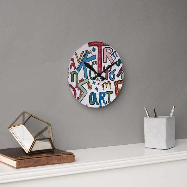 Colourful Greek Alphabet Round Clock (Office)