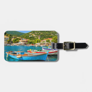 Colourful Greek fishing boats in port of Kioni Luggage Tag
