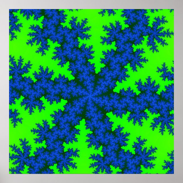 Colourful Green and Blue Fractal Poster (Front)