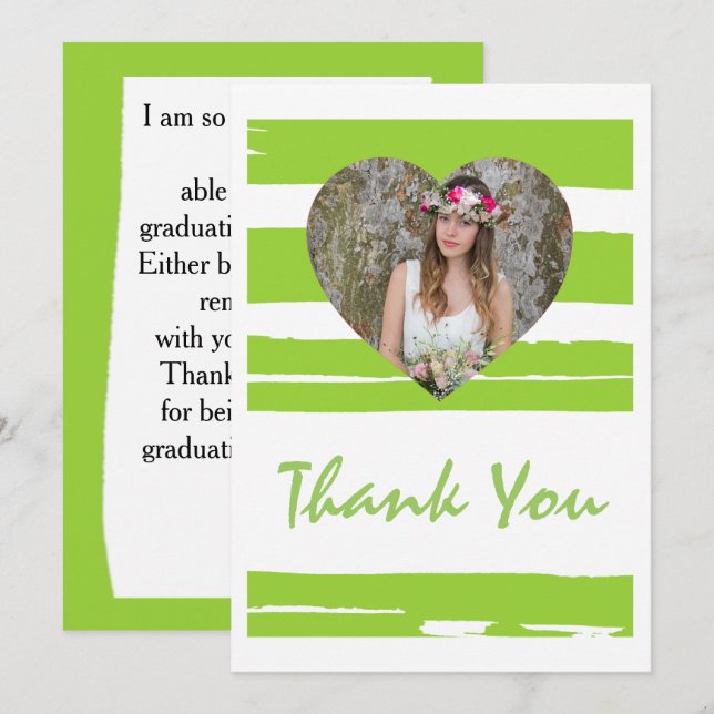 Colourful Green and White Watercolor Photo Graduat Invitation (Front/Back)