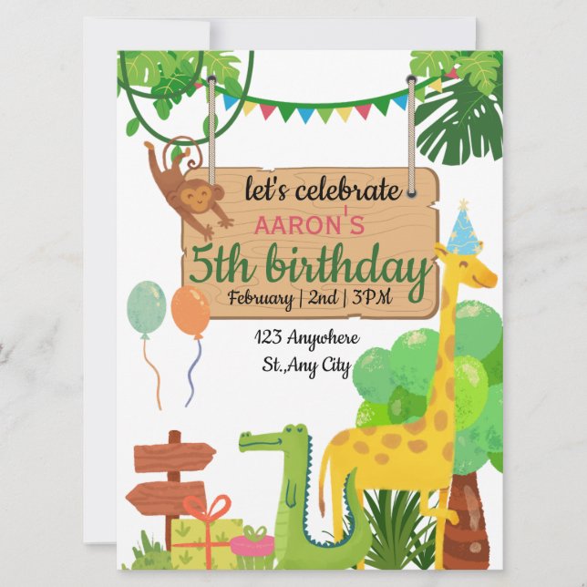 Colourful Green Birthday Party Invitation (Front)