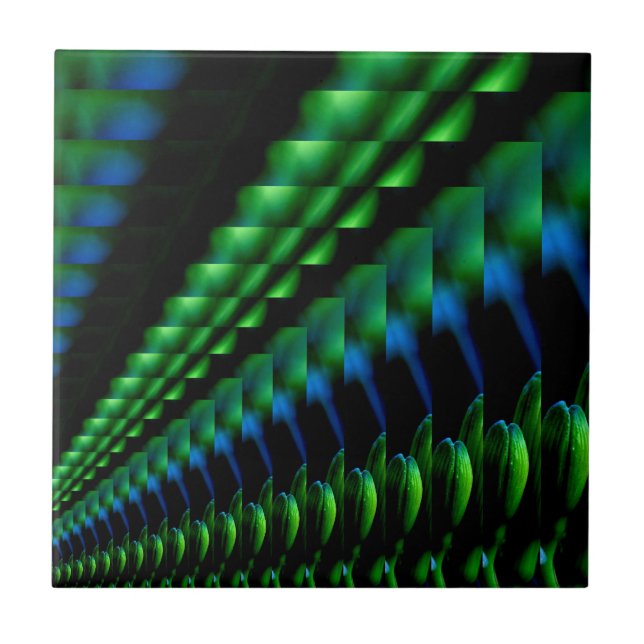 Colourful Green Blue Abstract Art Tile (Front)