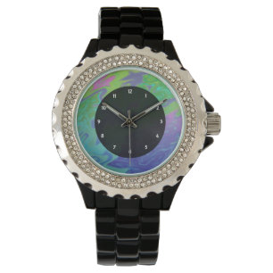 Colourful green blue splash abstract watch