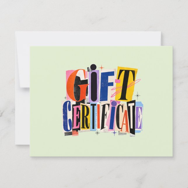 Colourful Green Business Gift Certificate (Front)