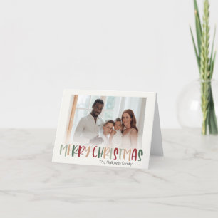 Colourful Green Christmas Folded Faded Photo Holiday Card
