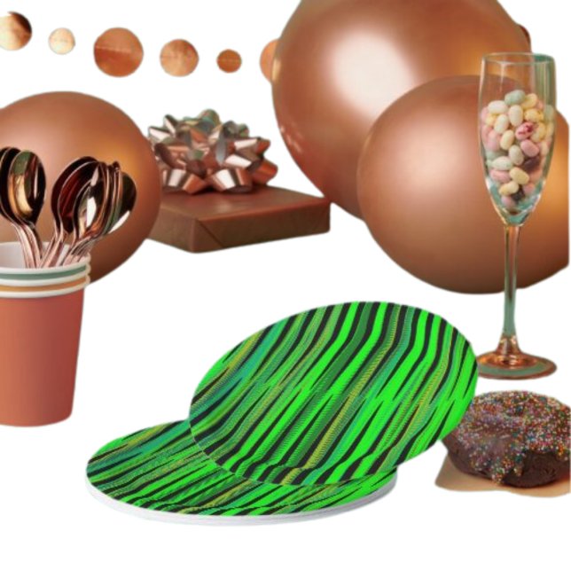 Colourful Green Christmas Zig Zag Pattern Paper Plate (Creator Uploaded)