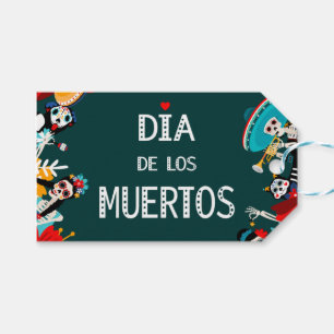 Colourful Green Dia de los Muertos Circle of Life Gift Tags