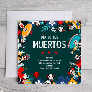 Colourful Green Dia de los Muertos Circle of Life Save The Date