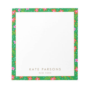 Colourful Green Floral Pattern Notepad