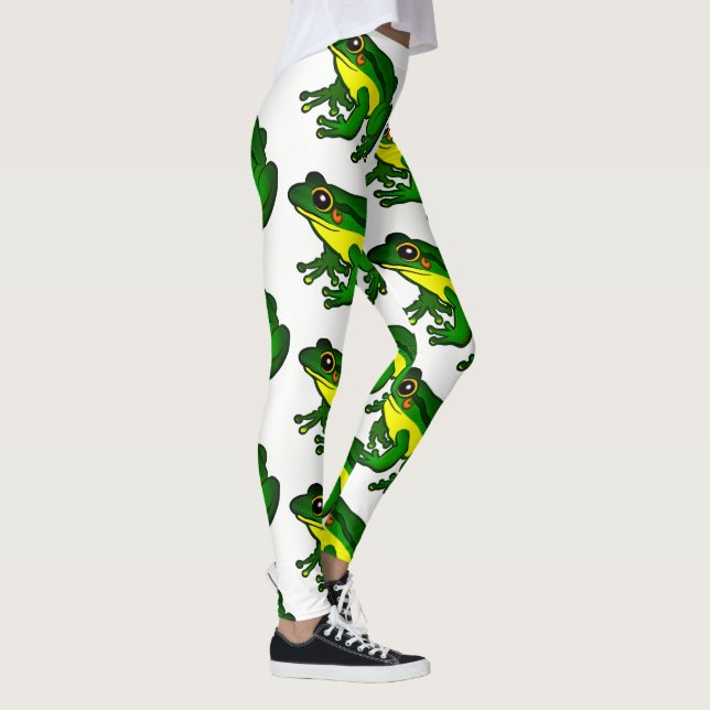 Colourful Green Frog Pattern Leggings (Right)