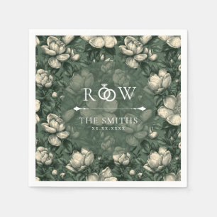 Colourful Green Gardenias Petal Modern Wedding Napkin