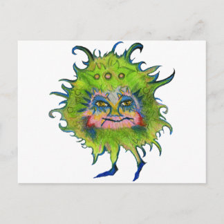 Colourful Green Germ Postcard
