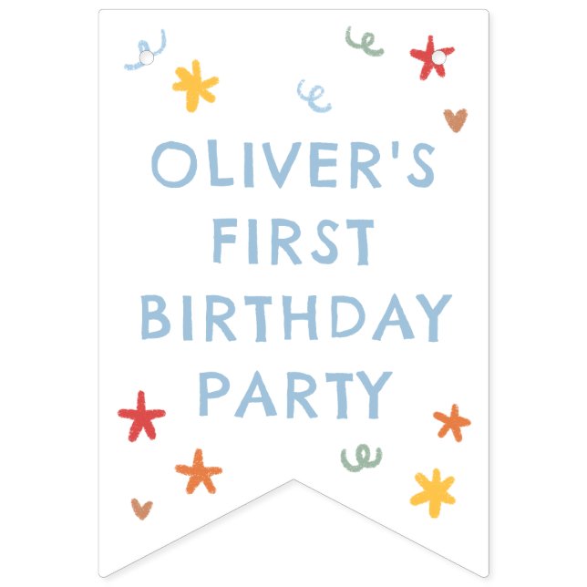 Colourful Green Gingham 1st Birthday Bunting (First Flag)