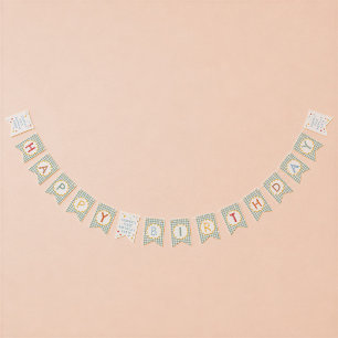 Colourful Green Gingham 1st Birthday Bunting