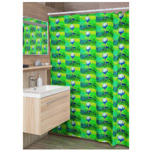 Colourful Green Golf Sports Hobby Shower Curtain