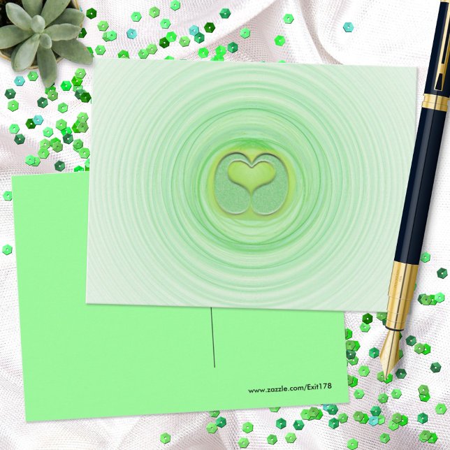 Colourful Green Heart Spiral Miss You Postcard (Creator Uploaded)