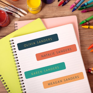 Colourful Green Orange Personalised Name School