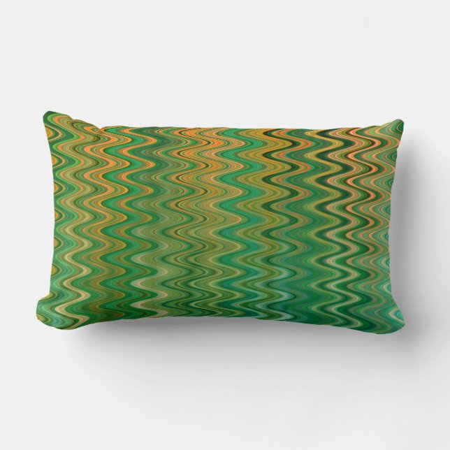 Colourful Green Orange Zigzag Pattern Lumbar Cushion (Front)