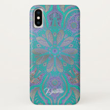 Colourful Green Purple Gold Mandala iPhone X Case
