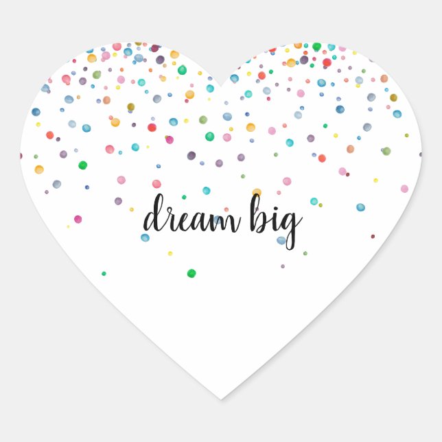 Colourful Green Red Blue Yellow Confetti Dots   Heart Sticker (Front)