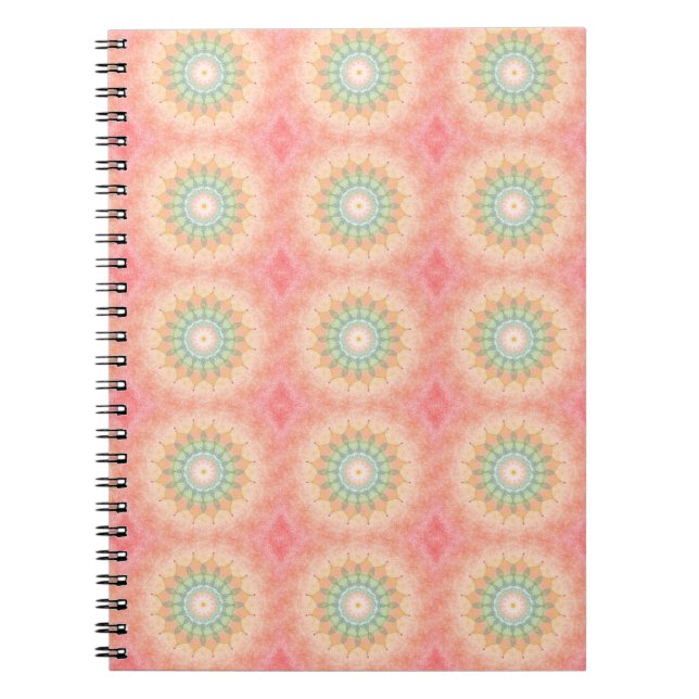 Colourful Green Red Yellow Geometric Mandala Notebook (Front)