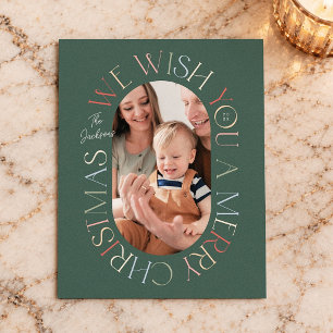 Colourful Green Retro Budget Photo Christmas