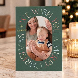 Colourful Green Retro Christmas Photo