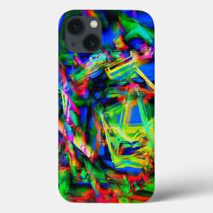 Colourful green stained squares, wrong brush strok iPhone 13 case