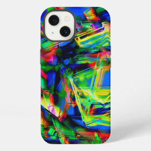 Colourful green stained squares, wrong brush strok iPhone 13 case