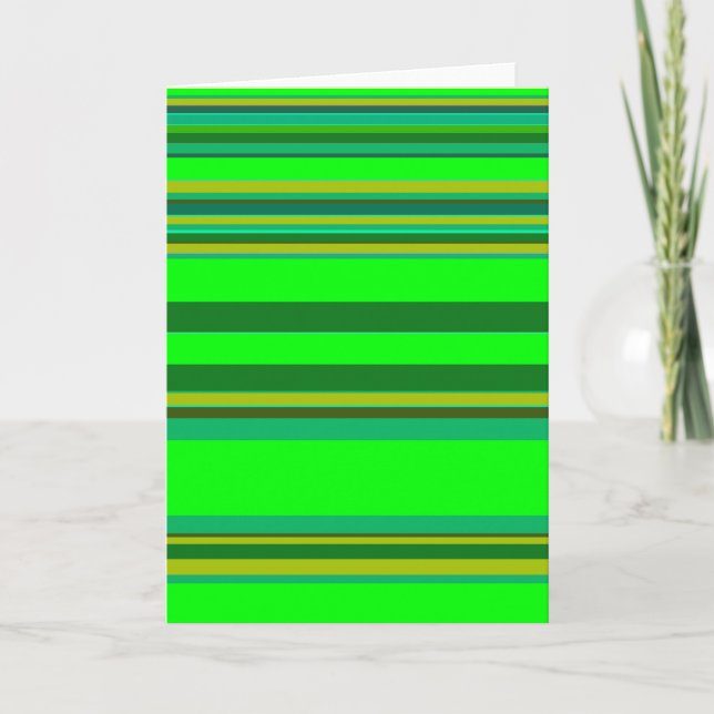 Colourful Green Stripe Customised Designer Pattern Holiday Card (Front)