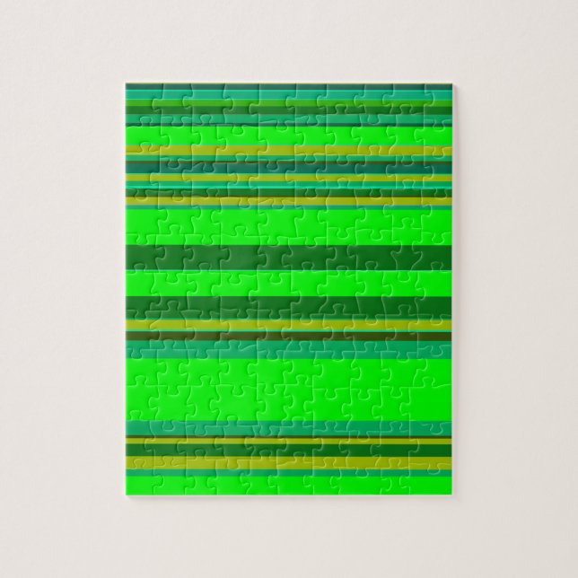 Colourful Green Stripe Customised Designer Pattern Jigsaw Puzzle (Vertical)