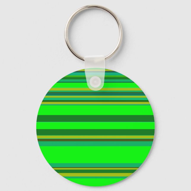 Colourful Green Stripe Customised Designer Pattern Key Ring (Front)